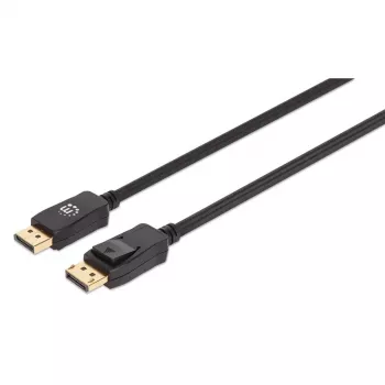 Manhattan DisplayPort 1.4 kábel, 8K@60Hz, 3m, pletený kábel, samec na samca, so zámkami, plne tienený, čierny, doživotná záruka, zodpovedá DP14MM3M