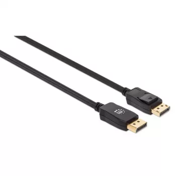 Manhattan DisplayPort 1.4 kábel, 8K@60Hz, 3m, pletený kábel, samec na samca, so zámkami, plne tienený, čierny, doživotná záruka, zodpovedá DP14MM3M