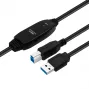 USB 3.2 Gen 1 A-B aktívny kábel MicroConnect 10 m, čierna, USB A na USB B