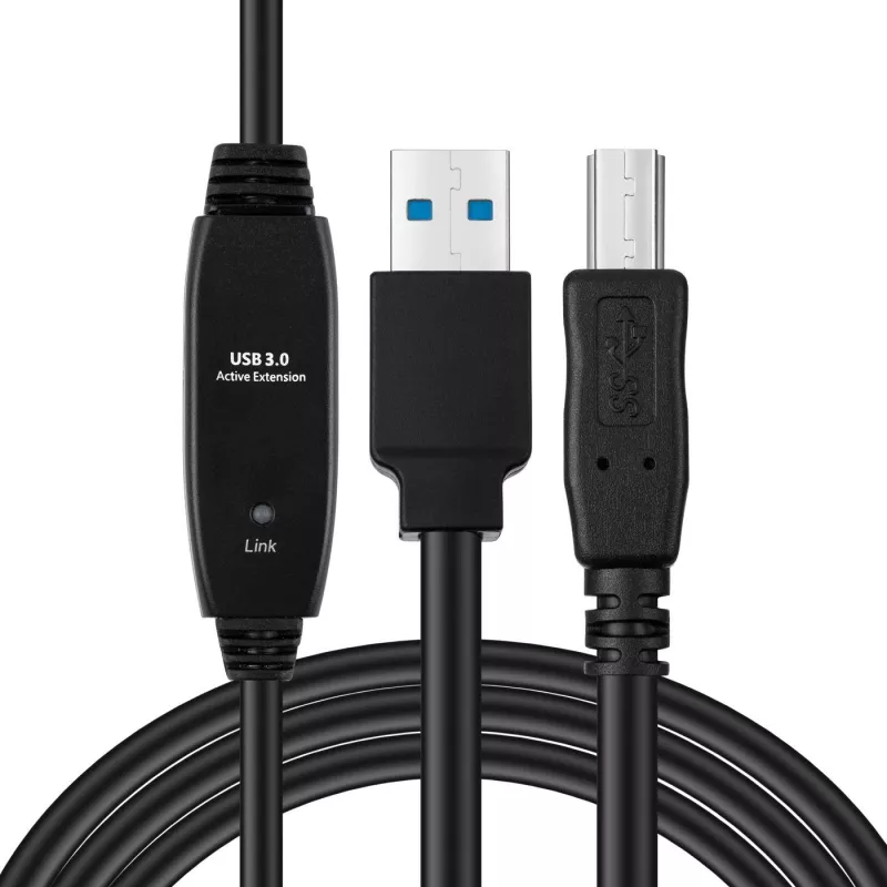 USB 3.2 Gen 1 A-B aktívny kábel MicroConnect 10 m, čierna, USB A na USB B