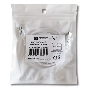 Techly ICOC-MUSB20-C60W1 USB kábel USB 2.0 1 m USB-C biela