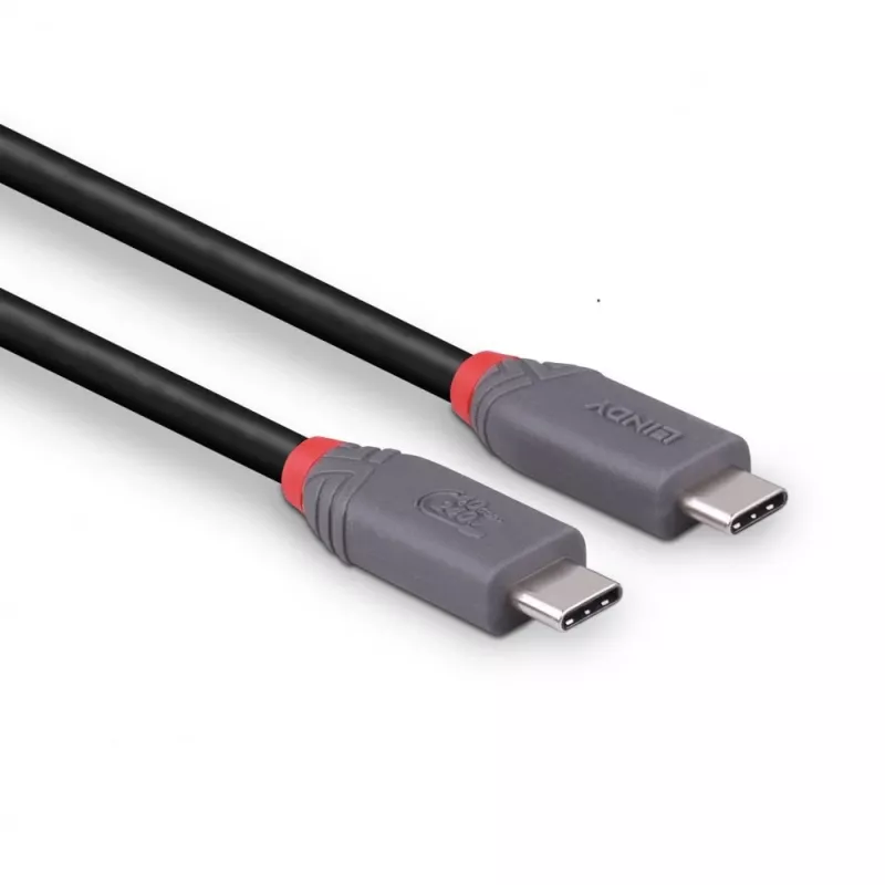 USB 4 kábel Lindy 2m 240W Type-C 40 Gbit/s, USB4 Gen 3x2, čierny