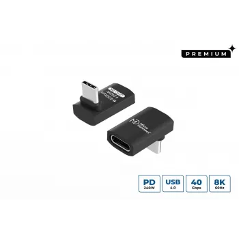 MicroConnect USB4-CCFAS90-240W Premium USB4 Gen 3x2 horizontálny adaptér USB-C 90°, 240 W, 40 Gbps