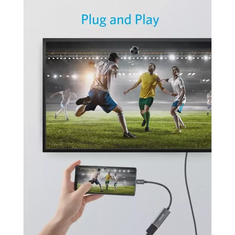 USB grafický adaptér Anker A83120A1 — USB 3.2 Gen 1, čierny/sivý, kábel 0,15 m