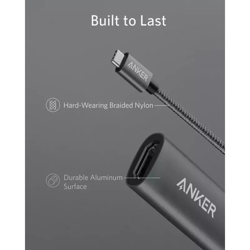 USB grafický adaptér Anker A83120A1 — USB 3.2 Gen 1, čierny/sivý, kábel 0,15 m