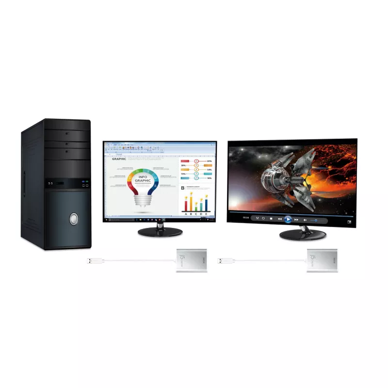 j5create JUA354 USB 3.0 na 4K HDMI display adaptér strieborná