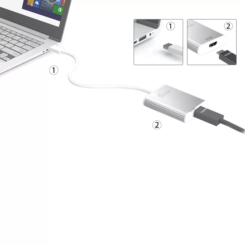 j5create JUA354 USB 3.0 na 4K HDMI display adaptér strieborná