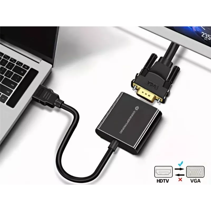 Conceptronic ABBY20B HDMI na VGA adaptér, 0,25 m, HDMI typ A (štandard), VGA (D-Sub), konektor samec, konektor samica, rovný