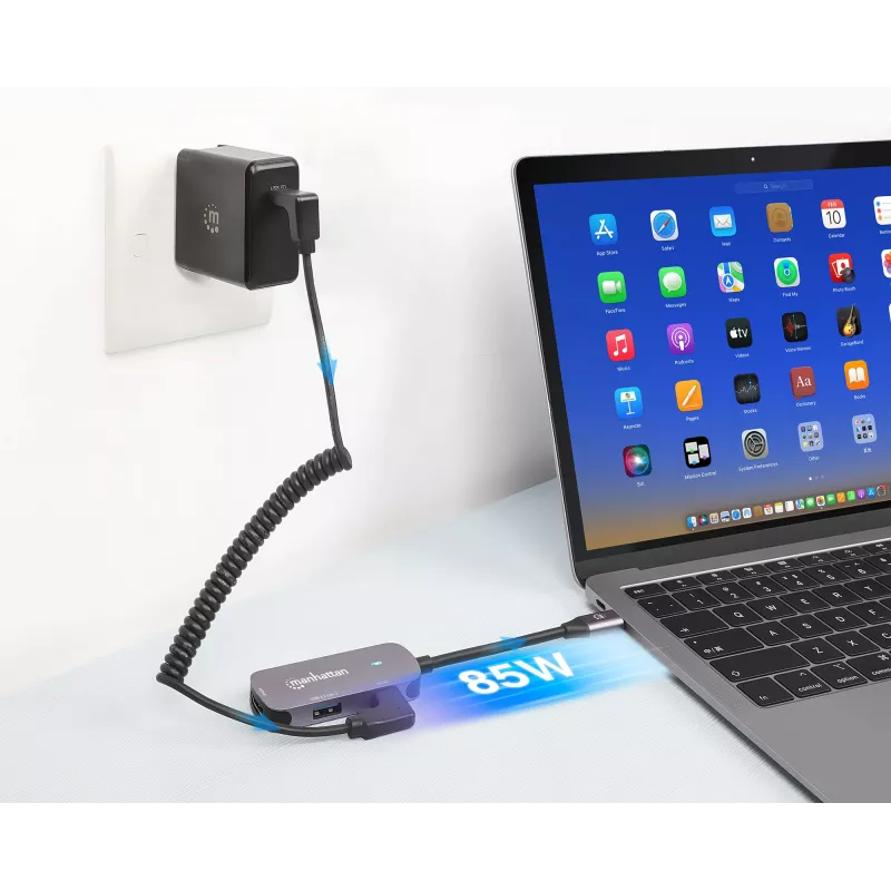Manhattan USB-C dok/hub HDMI USB-A USB-C 100W Power Delivery 4K 60Hz