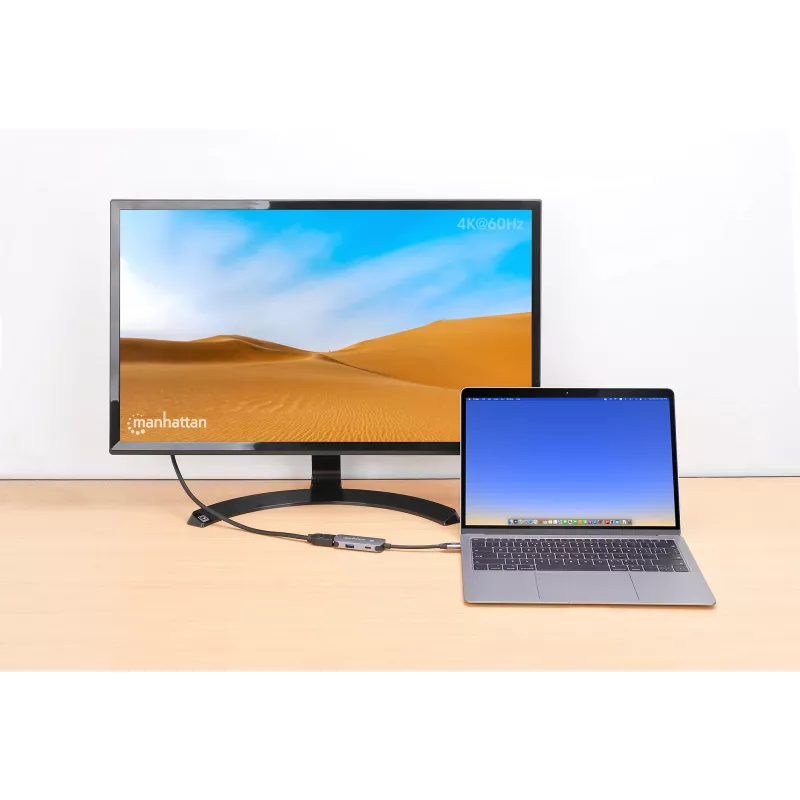 Manhattan USB-C dok/hub HDMI USB-A USB-C 100W Power Delivery 4K 60Hz