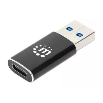 Manhattan USB-C na USB-A adaptér, konektor samica na konektor samec, 10 Gbit/s (USB 3.2 Gen2 aka USB 3.1), SuperSpeed+ USB, čierna, doživotná záruka