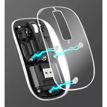 Bezdrôtová myš Manhattan Transparent nabíjateľná USB