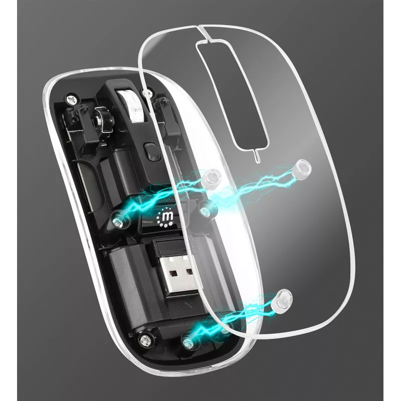 Bezdrôtová myš Manhattan Transparent nabíjateľná USB