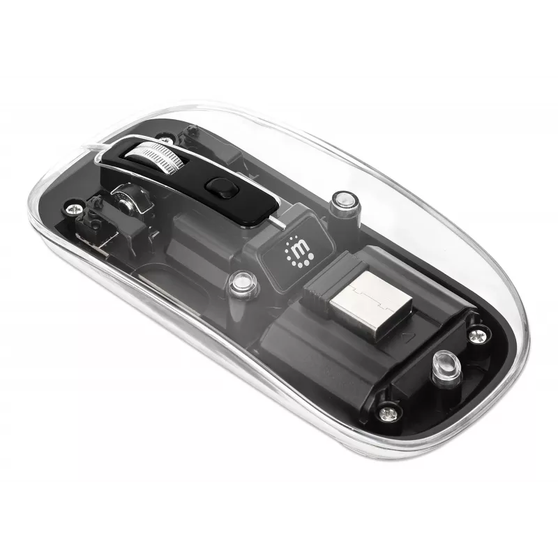 Bezdrôtová myš Manhattan Transparent nabíjateľná USB