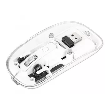 Manhattan Transparent nabíjateľná bezdrôtová USB myš
