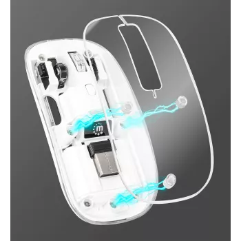 Manhattan Transparent nabíjateľná bezdrôtová USB myš