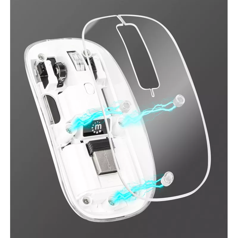 Manhattan Transparent nabíjateľná bezdrôtová USB myš