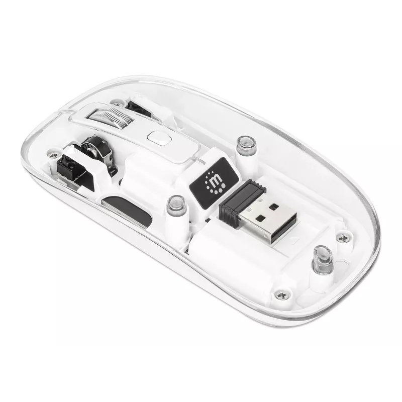 Manhattan Transparent nabíjateľná bezdrôtová USB myš