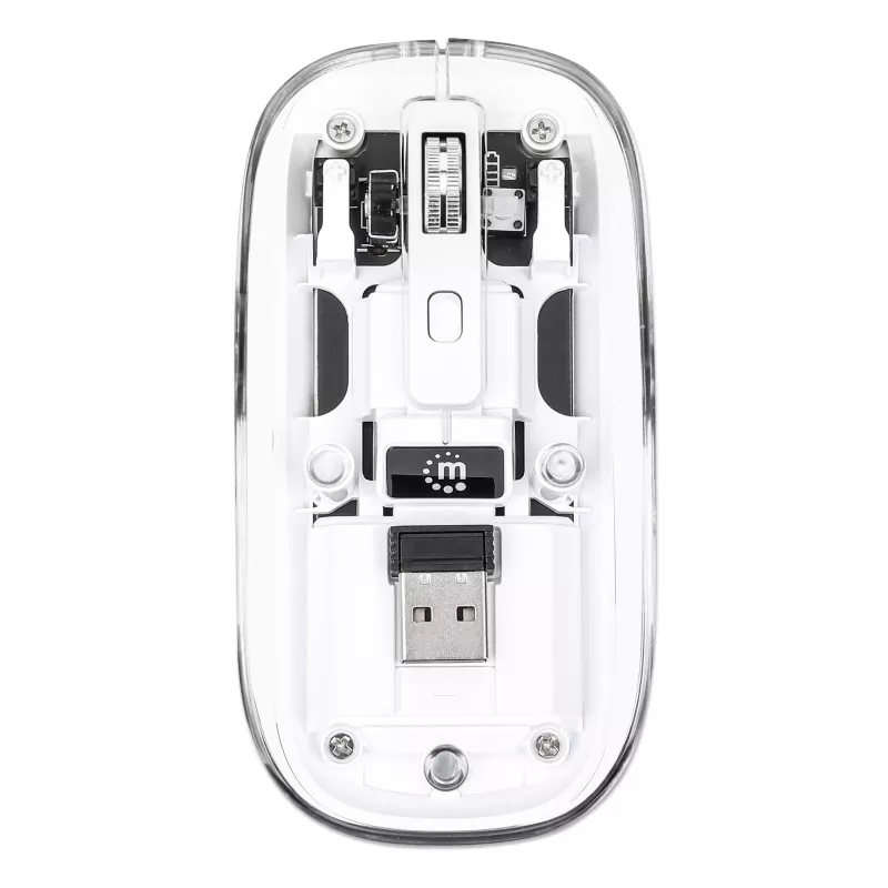 Manhattan Transparent nabíjateľná bezdrôtová USB myš
