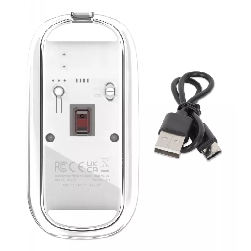 Manhattan Transparent nabíjateľná bezdrôtová USB myš
