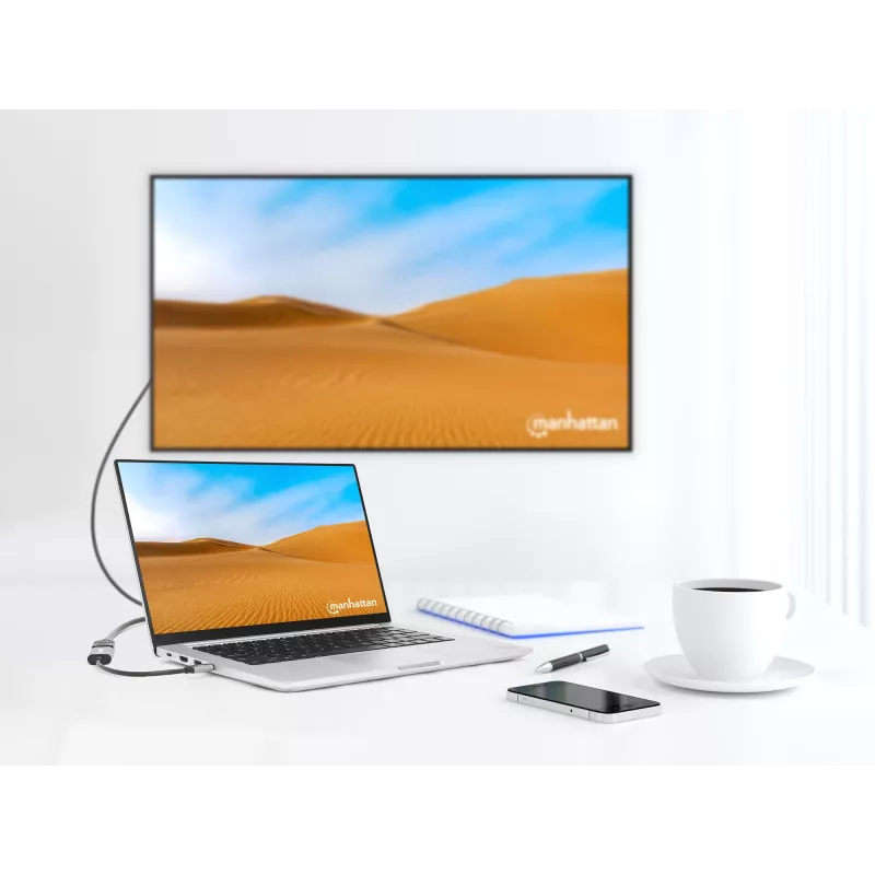 Manhattan 153973 adaptér USB-C na HDMI, 4K 60 Hz, hliník, Space Grey