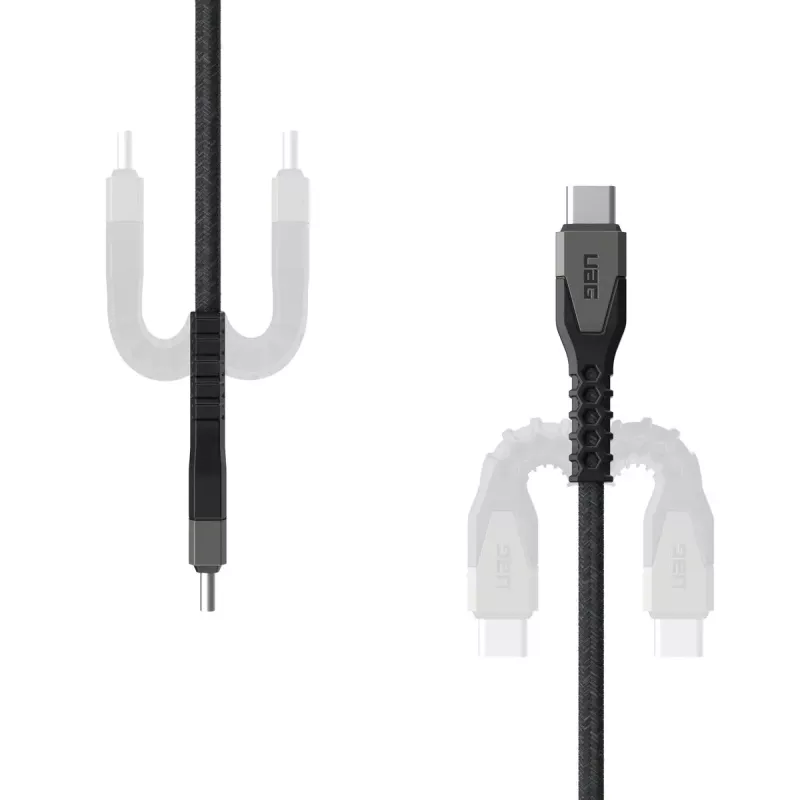 USB-C na USB-C napájací kábel EATON Urban Armor Gear Kevlar Core 1,5 m, USB 2.0, čierny/sivý