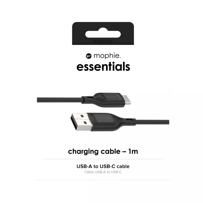 Mophie Essentials nabíjací kábel | 1 m USB kábel USB 2.0 USB A na USB C čierny