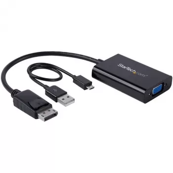 StarTech.com DisplayPort na VGA adaptér so zvukom, 0,184 m, 1920 x 1200 pixelov, 1080p, čierny, aktívny videokonvertor, 0 - 70 °C