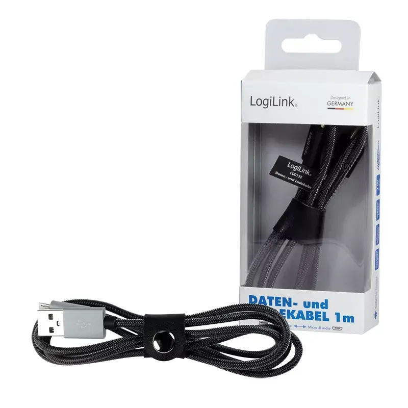USB kábel LogiLink CU0132 1m USB A Micro-USB A sivý