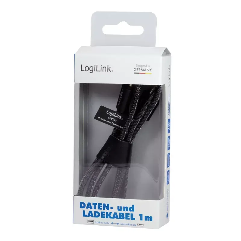 USB kábel LogiLink CU0132 1m USB A Micro-USB A sivý