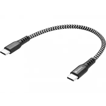 USB-C kábel Sandberg Survivor 0,2 m 100 W čierny biely
