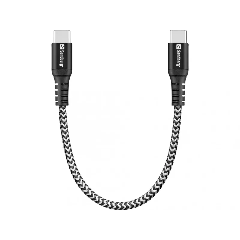 USB-C kábel Sandberg Survivor 0,2 m 100 W čierny biely
