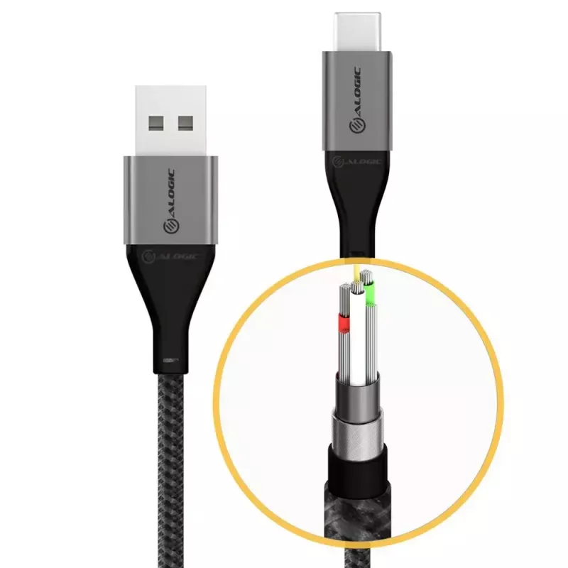 USB kábel ALOGIC ULCA2030-SGR 0,3 m USB 2.0 sivý