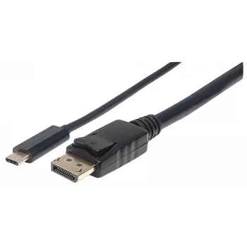 Manhattan USB-C na DisplayPort kábel, 4K@60Hz, 1 m, konektor samec na konektor samec, čierna, nie obojsmerný, trojročná záruka, zodpovedá CDP2DP1MBD