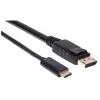 Manhattan USB-C na DisplayPort kábel, 4K@60Hz, 2 m, konektor samec na konektor samec, čierny, nie obojsmerný, trojročná záruka, porovnateľné s CDP2DP2MBD