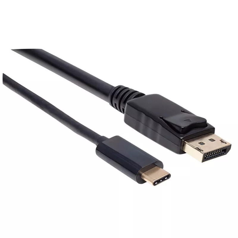 Manhattan USB-C na DisplayPort kábel, 4K@60Hz, 2 m, konektor samec na konektor samec, čierny, nie obojsmerný, trojročná záruka, porovnateľné s CDP2DP2MBD