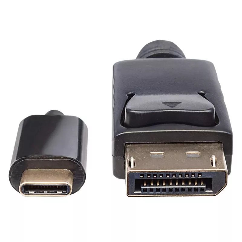 Manhattan USB-C na DisplayPort kábel, 4K@60Hz, 2 m, konektor samec na konektor samec, čierny, nie obojsmerný, trojročná záruka, porovnateľné s CDP2DP2MBD