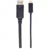 Manhattan USB-C na DisplayPort kábel, 4K@60Hz, 2 m, konektor samec na konektor samec, čierny, nie obojsmerný, trojročná záruka, porovnateľné s CDP2DP2MBD