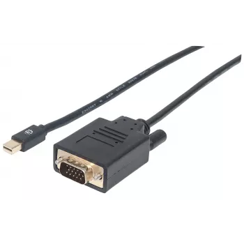 Manhattan Mini DisplayPort 1.2a na VGA kábel, 1080@60Hz, aktívny, 1,8 m, konektor samec na konektor samec, čierna, polybag