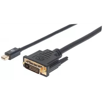 Manhattan Mini DisplayPort 1.2a na DVI-D 24+1 kábel, 1080p@60Hz, 1,8 m, konektor samec na konektor samec, kompatibilné s DVD-D, čierna, doživotná záruka