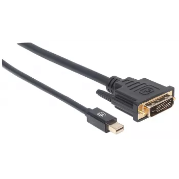 Manhattan Mini DisplayPort 1.2a na DVI-D 24+1 kábel, 1080p@60Hz, 1,8 m, konektor samec na konektor samec, kompatibilné s DVD-D, čierna, doživotná záruka