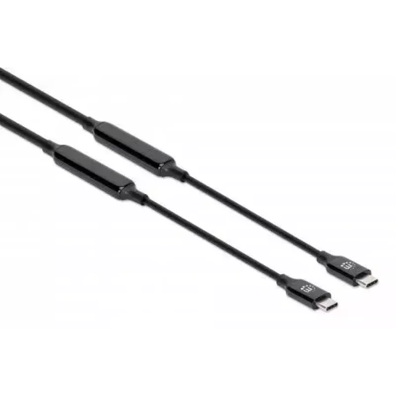 USB-C kábel Manhattan 5m aktívny konektor samec na konektor samec 10 Gbit/s 3A čierny