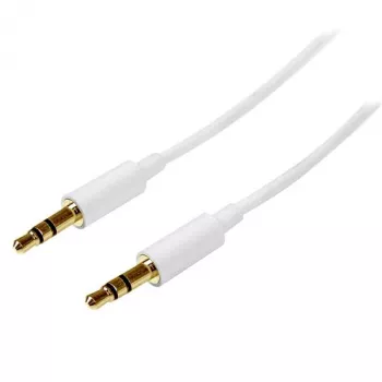 StarTech.com 1 m biely tenký 3,5 mm stereo audio kábel – konektor samec na konektor samec
