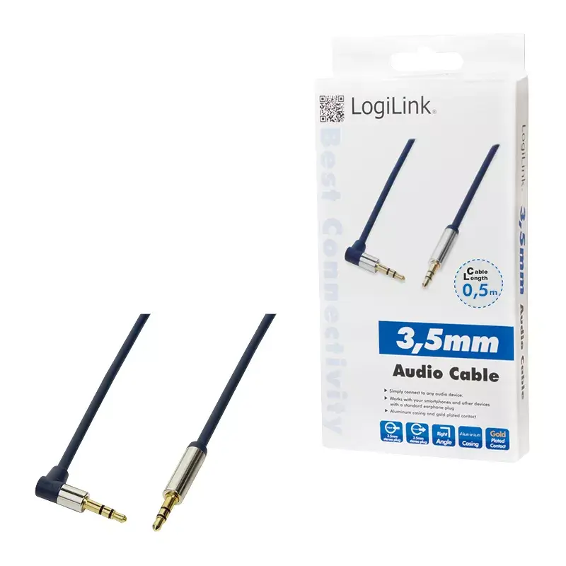 Audio kábel LogiLink 3,5 mm - 3,5 mm 0,5 m modrý