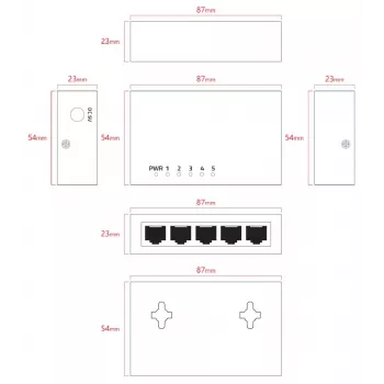 Lanview LVN-DESK-5PORT-1G neupravovaný 5-portový Gigabit Ethernet switch