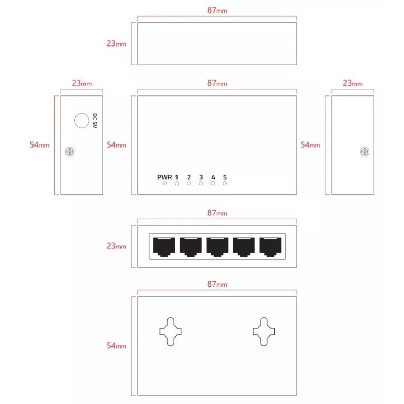 Lanview LVN-DESK-5PORT-1G neupravovaný 5-portový Gigabit Ethernet switch