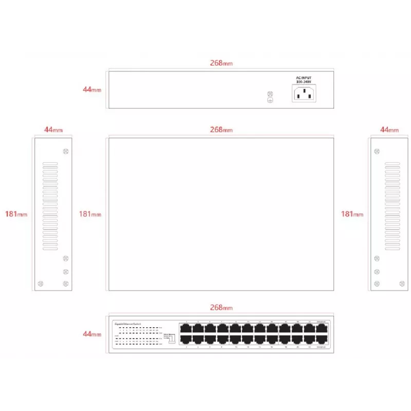 Neupravovaný switch Lanview LVN-1U-24PORT-1G — 24-portový Full-Gigabit rackmount