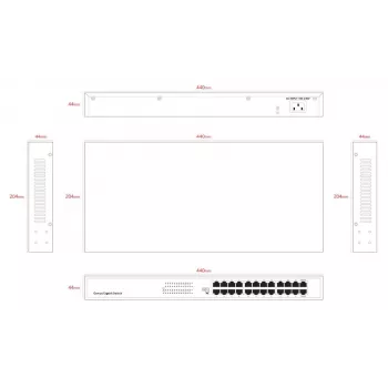 Neupravovaný switch Lanview LVN-1UMOUNT-24PORT-1G 24-portový Gigabit Ethernet switch, 1U inštalácia