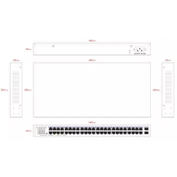 Lanview neupravovaný switch LVN-1UMOUNT-48PORT-2SFP-1G — 48x RJ45 1G portov, 2x SFP uplinky