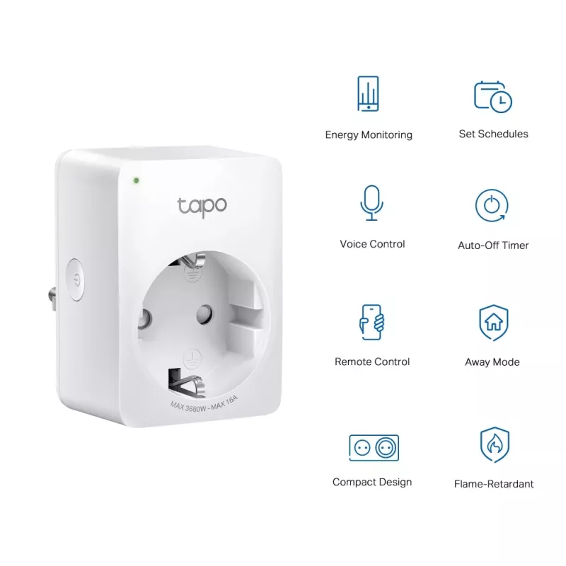 TP-Link Tapo P110 Mini inteligentná zásuvka Wi-Fi, monitorovanie spotreby energie (2 ks)